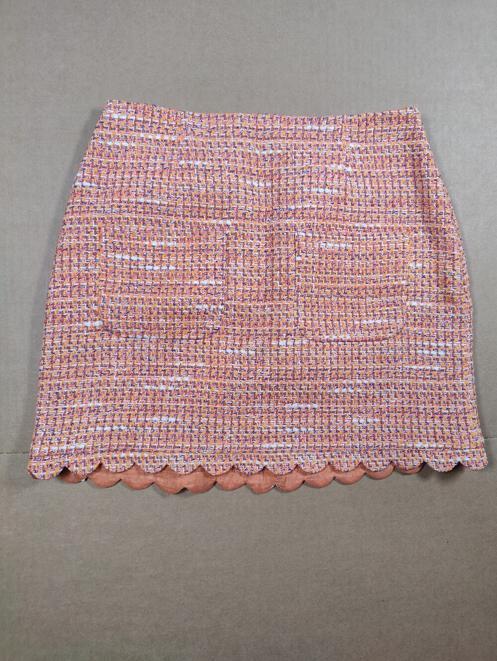 NWT Maje Jimoda Cotton Tweed Orange Check Mini Skirt Size 36 (~S) Retail 295$